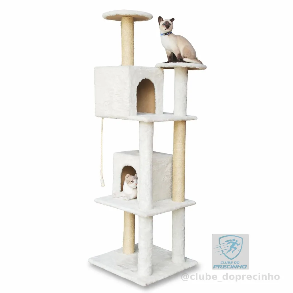 Arranhador para Gatos Torre Toca Casa Grande 4 Andares Luxo Cama Poste Sisal Brinquedo