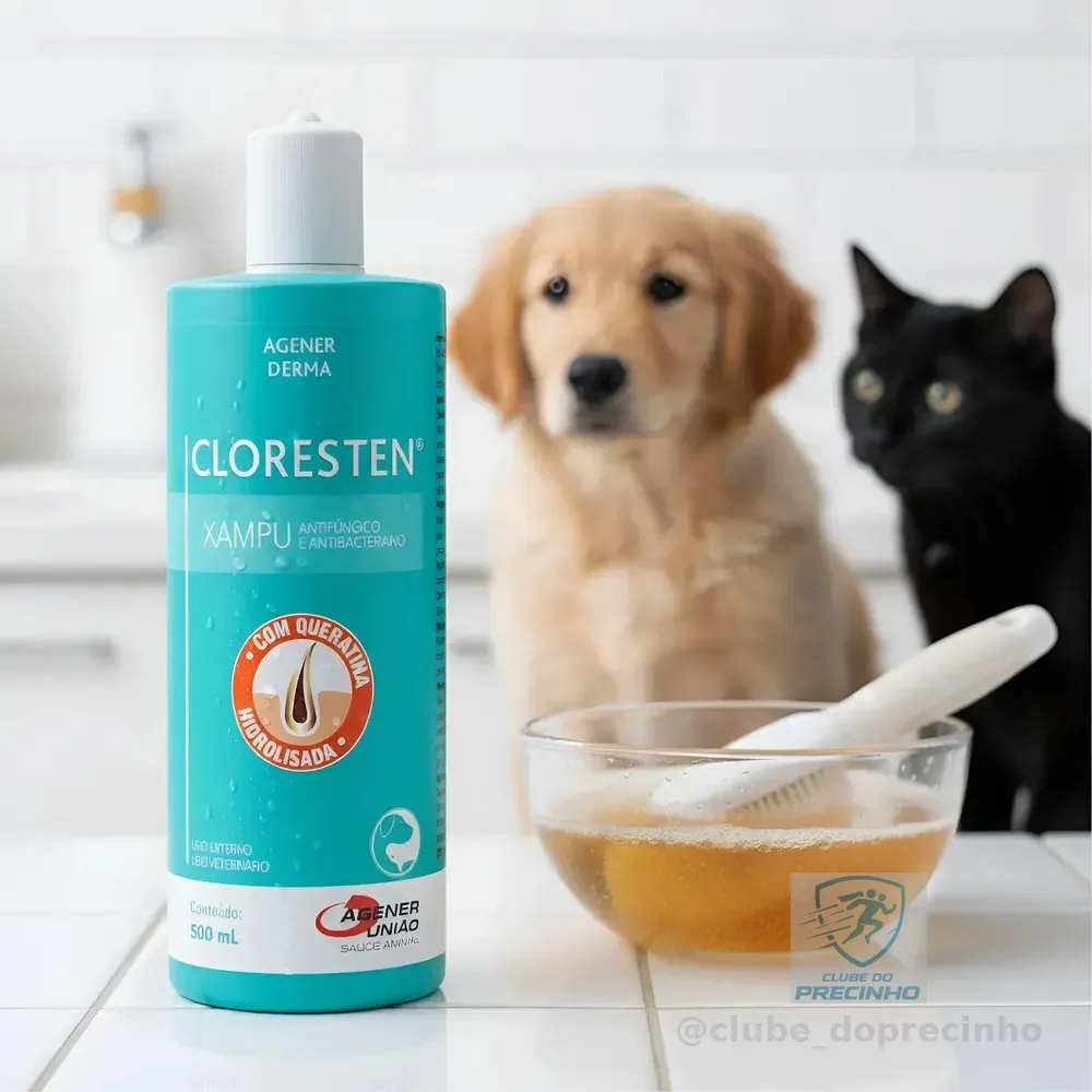 Shampoo Cloresten Antifúngico 500ml Para Cães