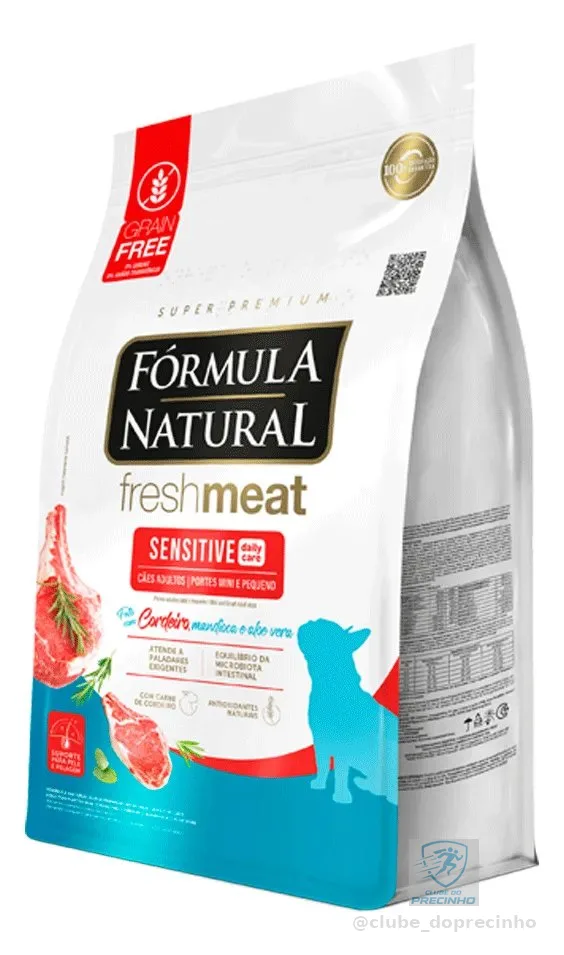 Fórmula Natural Fresh Meat Fórmula Natural Fresh Meat Sensitive Para Cães Adultos de Mini e Pequeno Portes Sabor Cordeiro Cão Adulto Seca