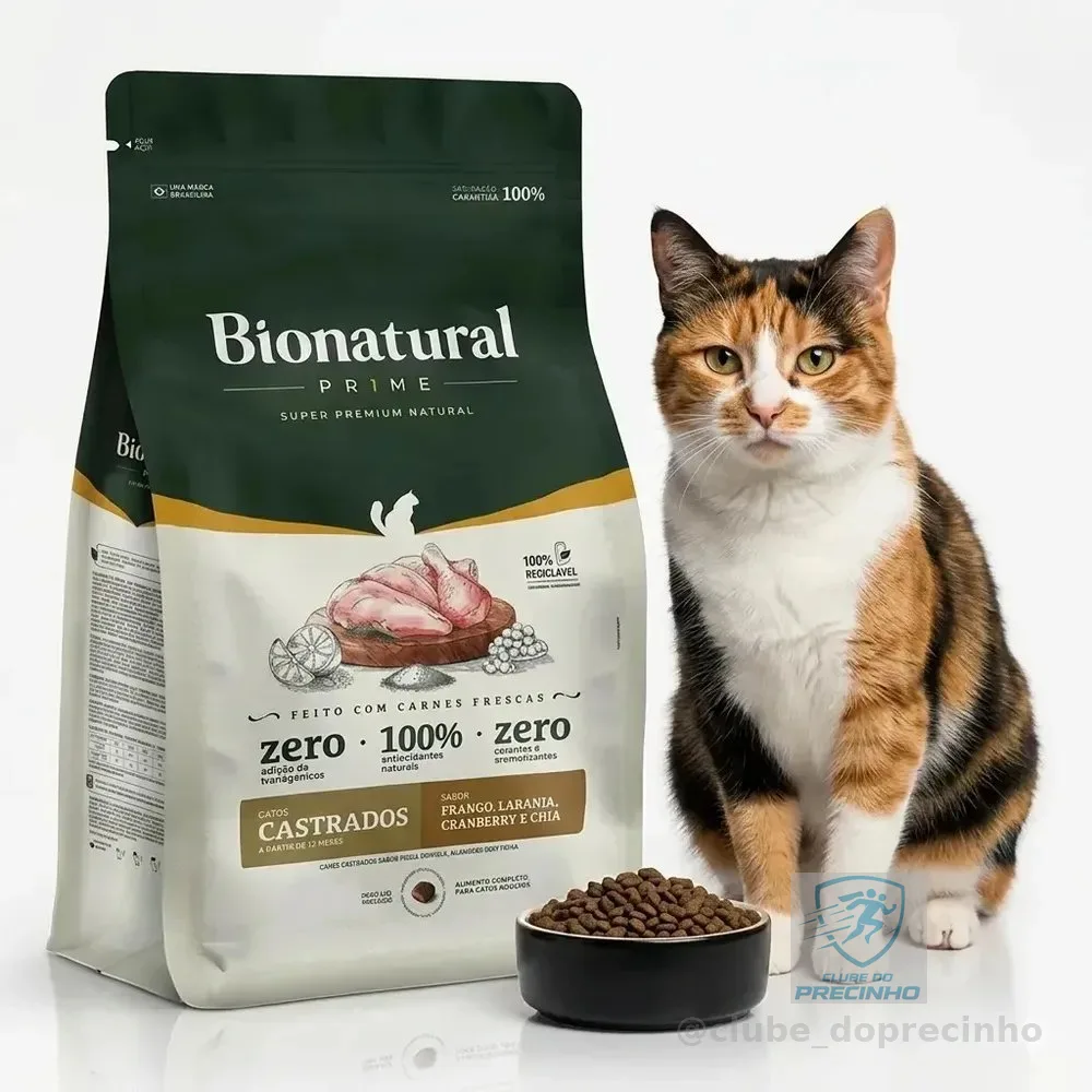 Ração Bionatural Para Gatos Castrados Sabor Frango 7,5kg