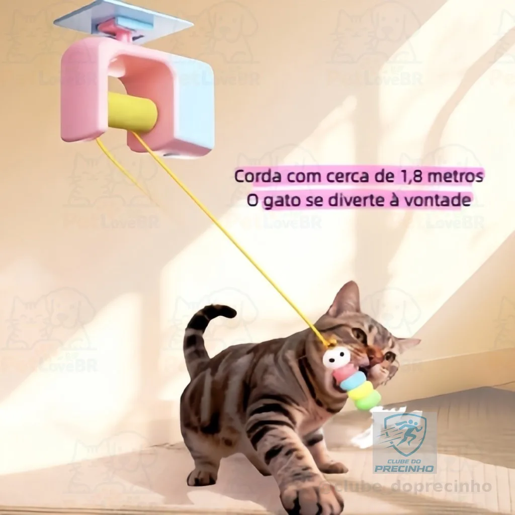 Brinquedo Inteligente para Gatos com Corda Elástica Giratória Elétrica para Pendurar em Portas Automático Anti Estres