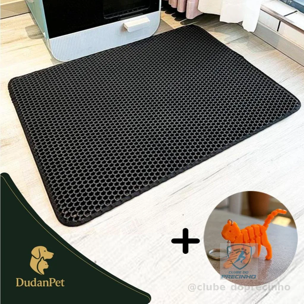 KIT 2 un. Tapete Coletor Higiênico Areia Ração Para Gatos 60x45cm + BRINDE