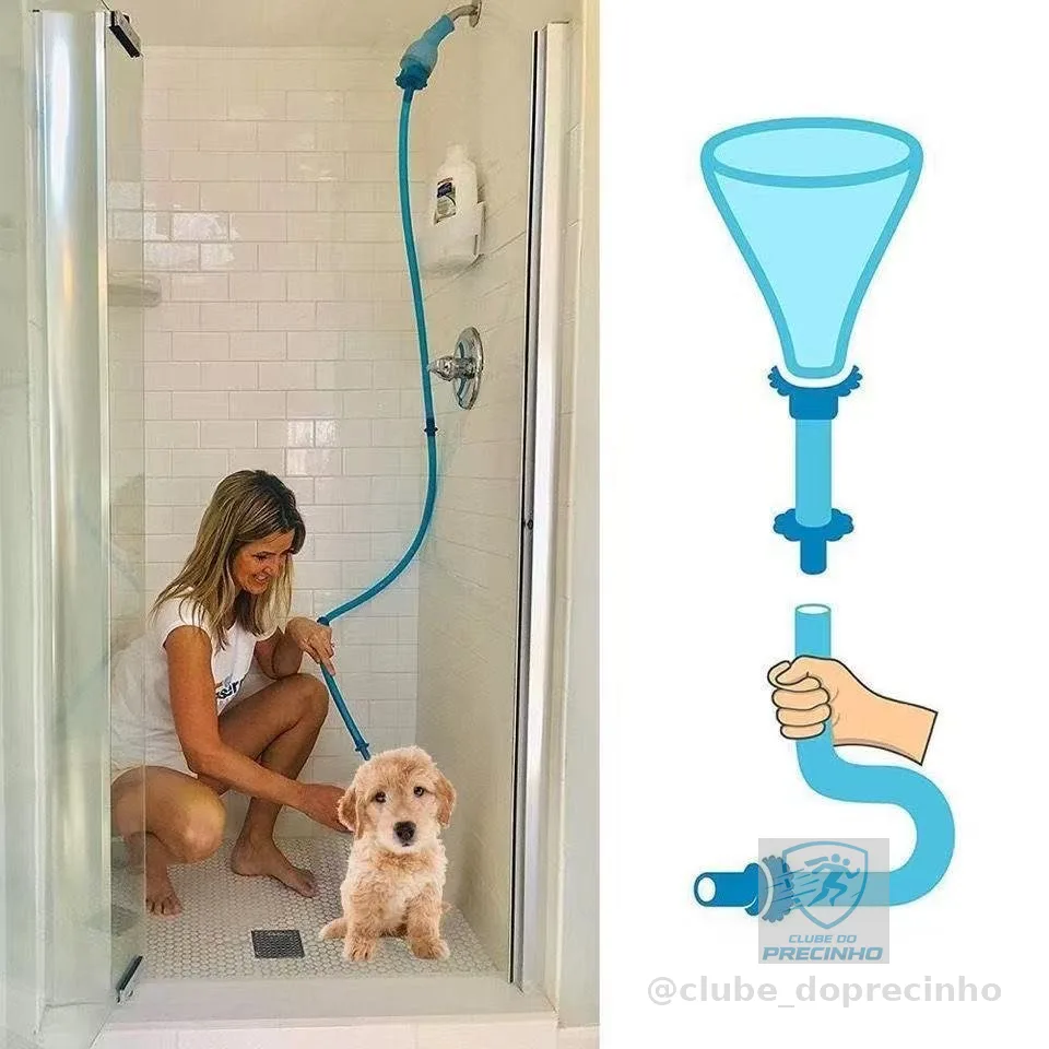 Pet Rinser Mangueira para Banho de Pets Enxaguador com Adaptador de Silicone 150cm