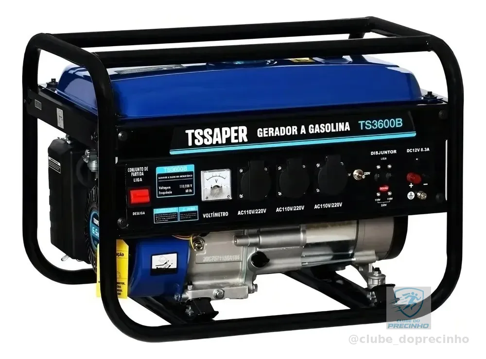 Gerador de Energia a Gasolina 3,5 kva Monofásico com tecnologia AVR 110/220V bivolt Tssaper TS3600B