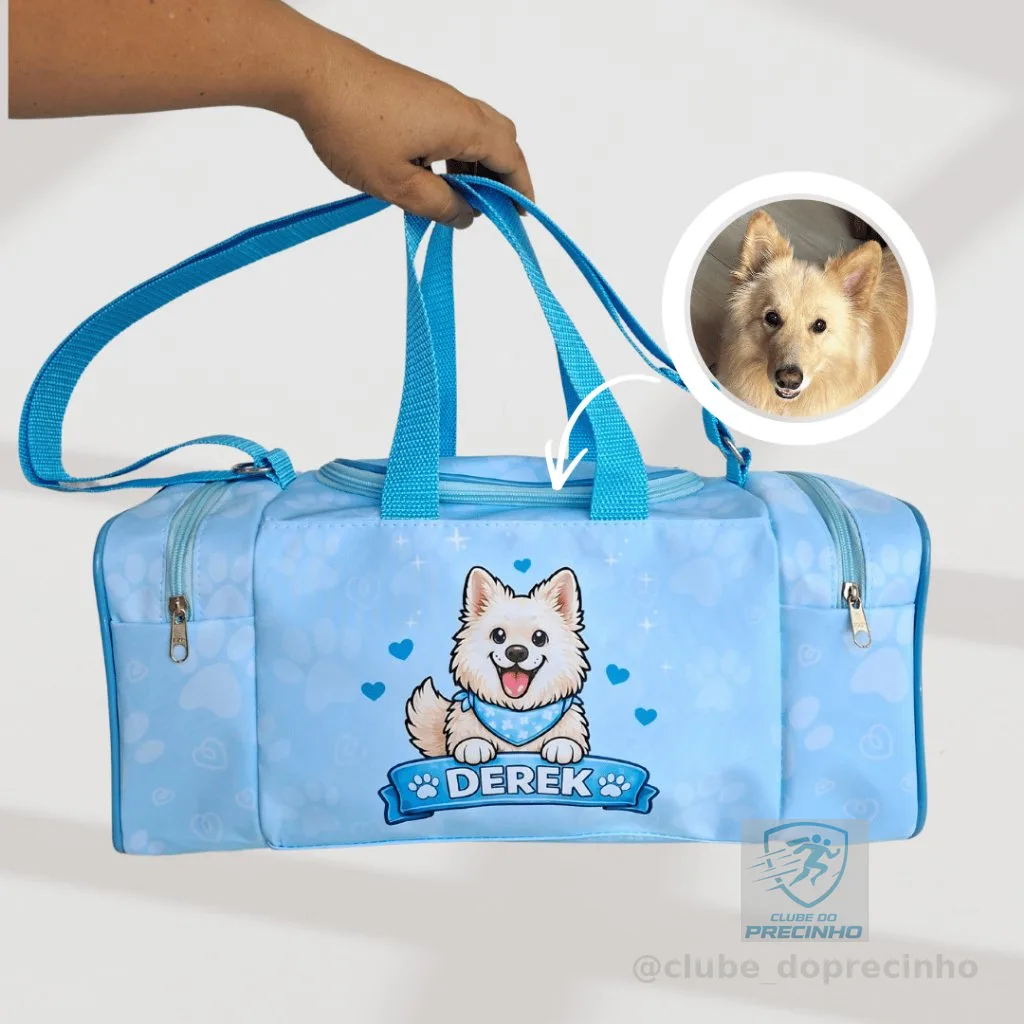 Bolsa Pet com Nome e Foto do Cachorro kit Mala e Mochila Pet Personalizada