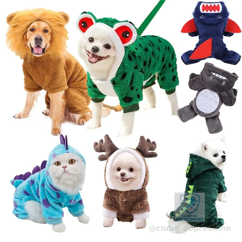 Suéter Dinossauro Vaca Fofinho para Cães e Gatos - Macio e Felpudo, Casaco Quente para Inverno com Design Divertido, Tam