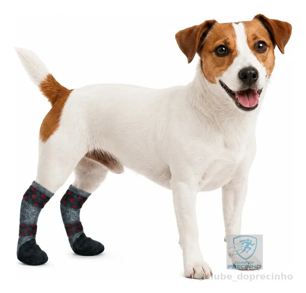Meia Cano Longo Antiderrapante Para Cachorro - Tam. P Cinza-escuro