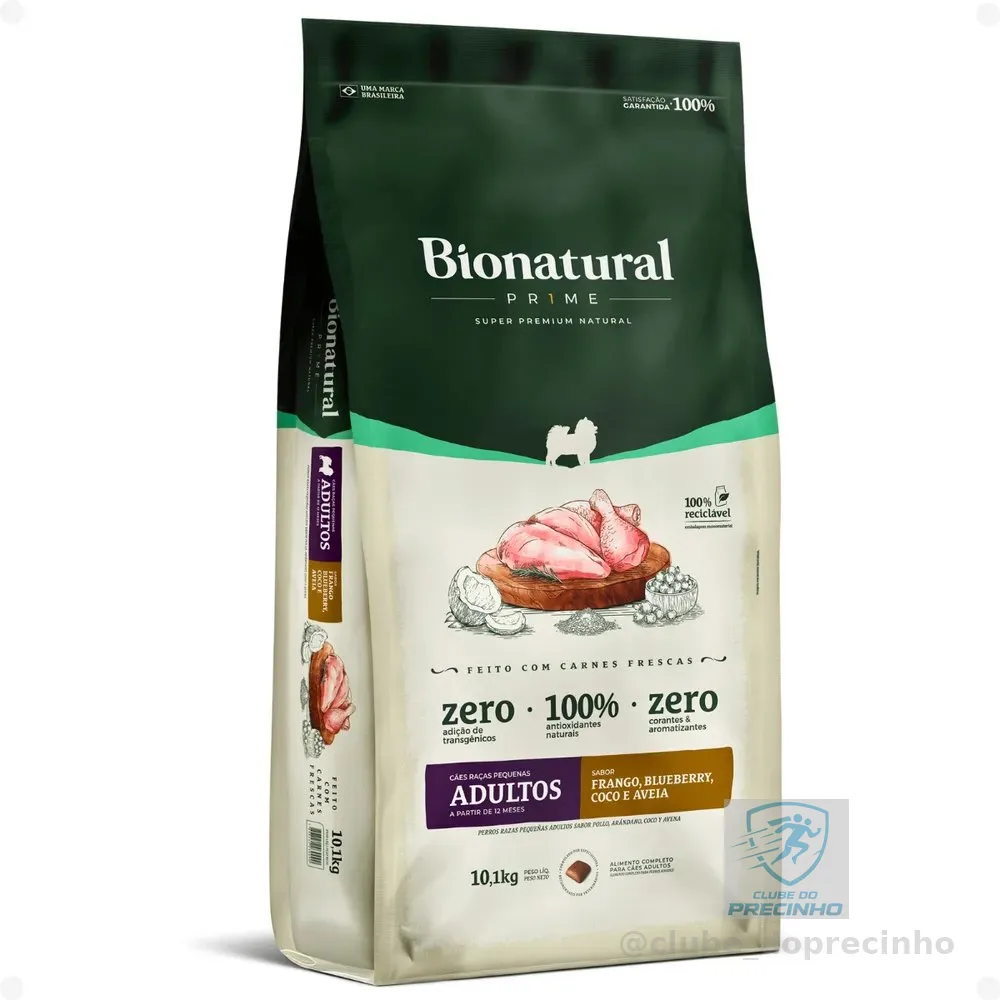 Ração Bionatural Prime Sabor Frango Cães Adultos Porte Pequeno 10,1 Kg