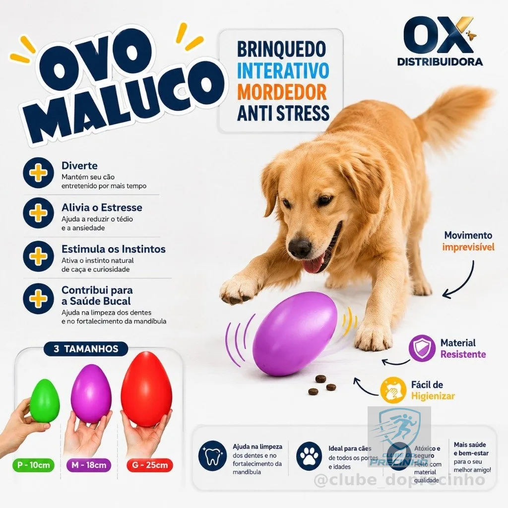 Brinquedo Cachorro Ovo Maluco Bolinha Interativa Diversos Tamanhos
