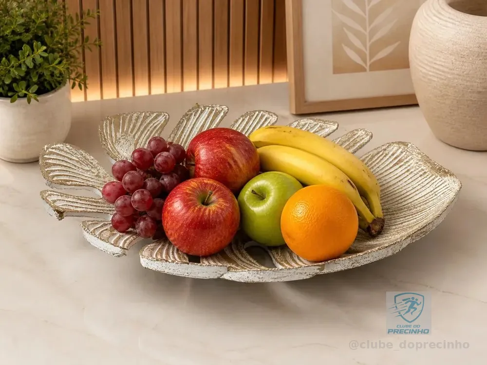Decoração Sofisticada Bandeja Folha Fruteira Decor Estilo Be Bege