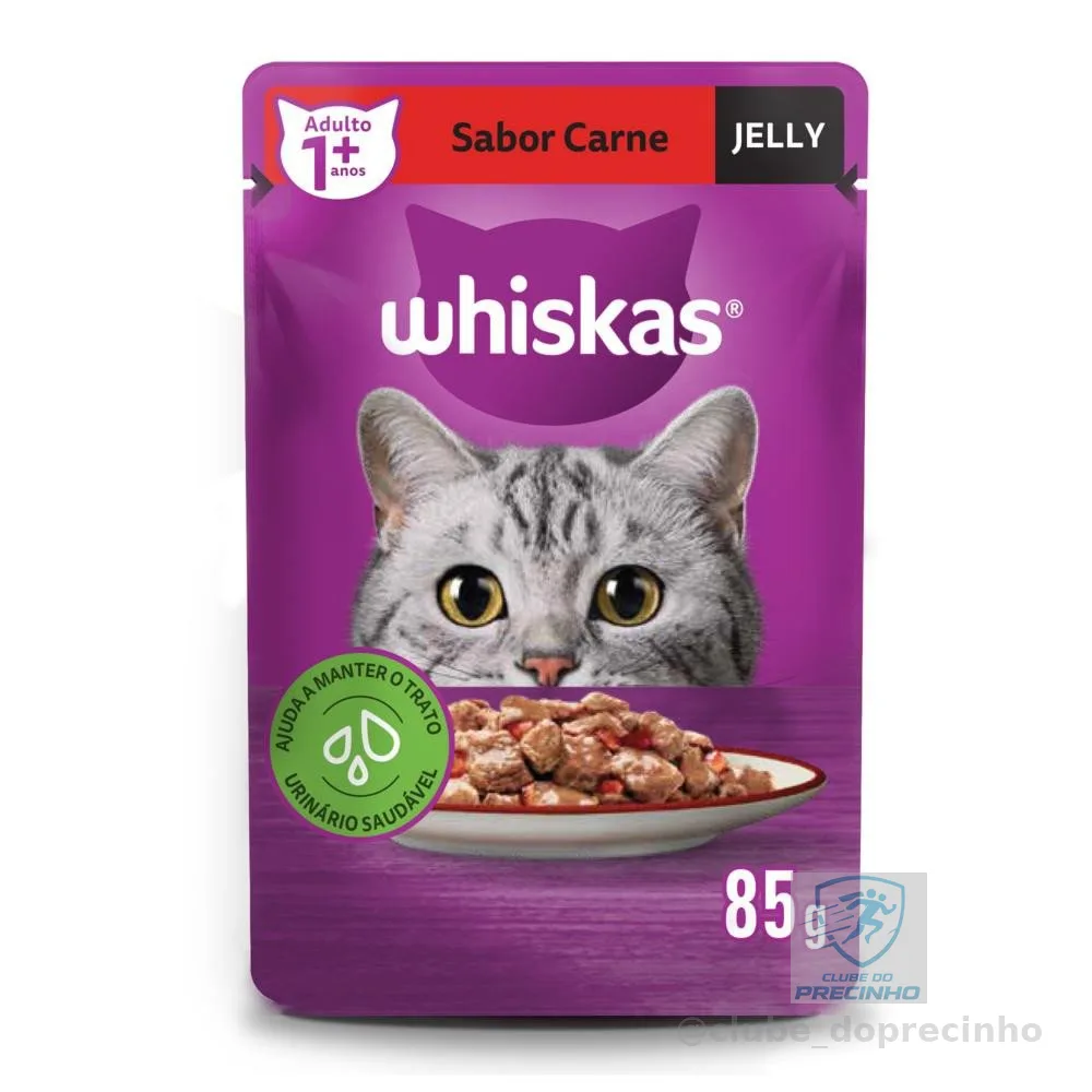 Ração Úmida Sachê Carne Jelly para Gatos Adultos 85g Whiskas