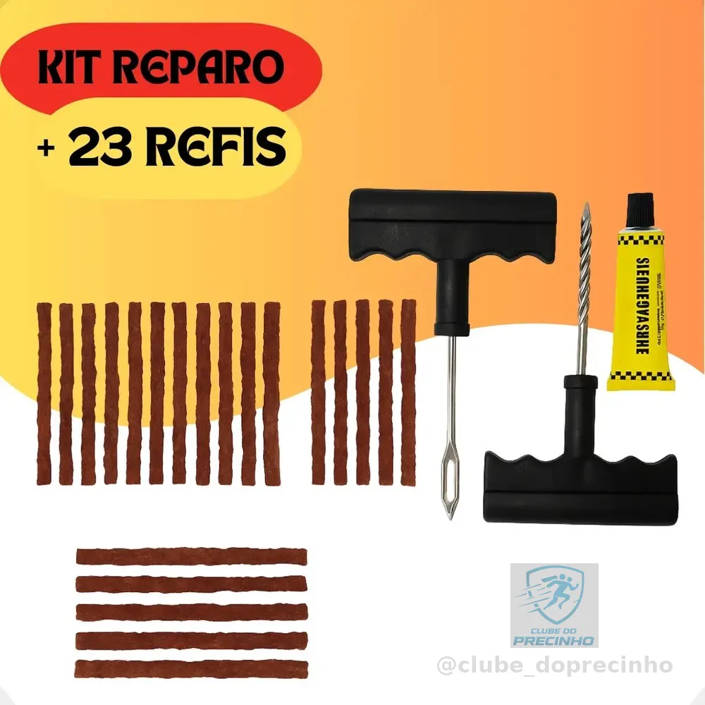 Kit Reparo Pneus 23 Remendo Macarrão Moto Carro Sem Câmara