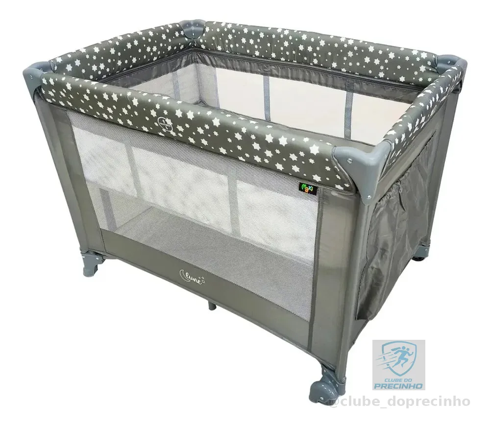 Berço Portátil Infantil Cercado Desmontável Lune Maxi Baby - CINZA
