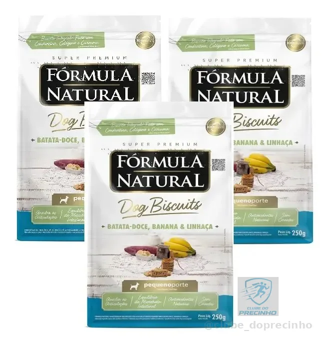 Kit 3 Un Biscoito Fórmula Natural Dog Peq. Batata Doce 250g