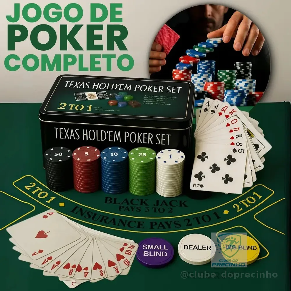 Kit Jogo De Poker Texas Semi Profissional Completo 200 Fichas Numeradas Campeonato Marca Kururuá
