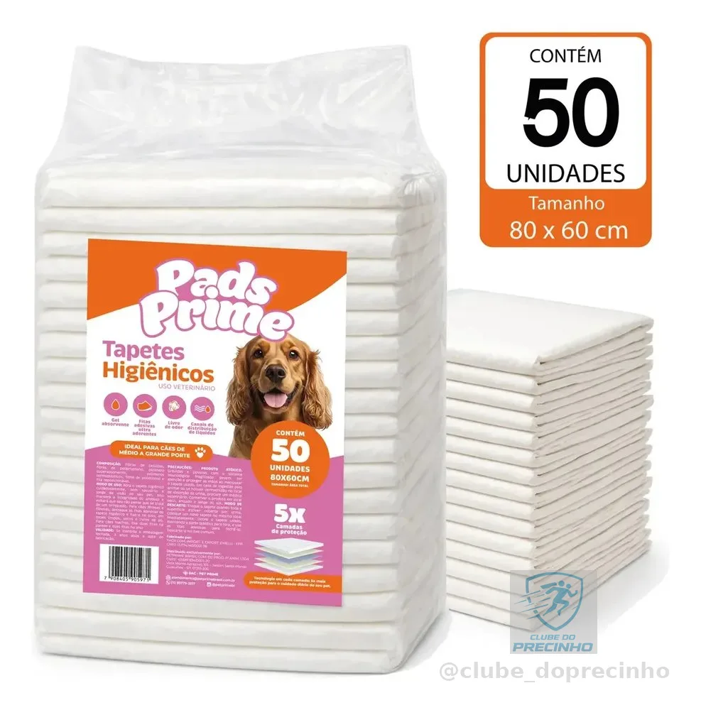 Tapete Higiênico 80x60 50un Pet Cachorro Cães Pads Prime