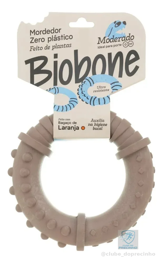 Mordedor Natural Para Cães Pet Argola Biobone Brinquedo Laranja - Mordida Moderada