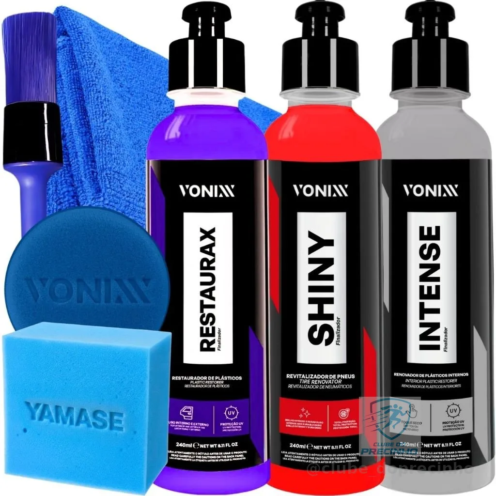 Kit Revitalizador de Plásticos Restaurax Intense Shiny Pretinho Brilhante Vonixx