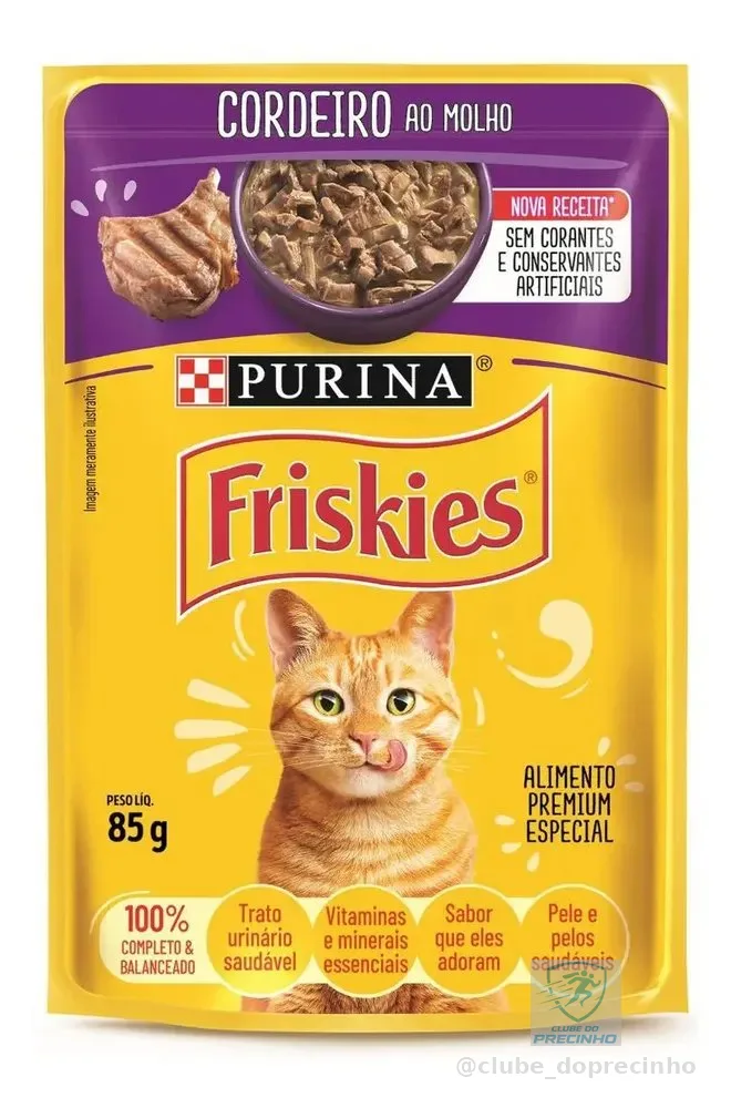 Ração Úmida PURINA FRISKIES para Gatos Adultos Cordeiro ao molho 85g - com 15 unidades