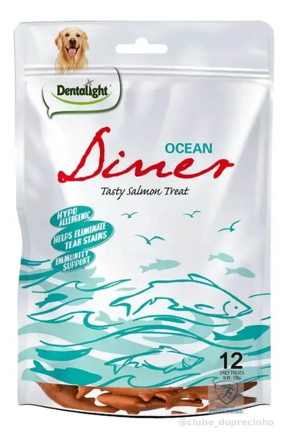 Petisco Hipoalergênico P/ Cães Dentalight Ocean Diner Salmão