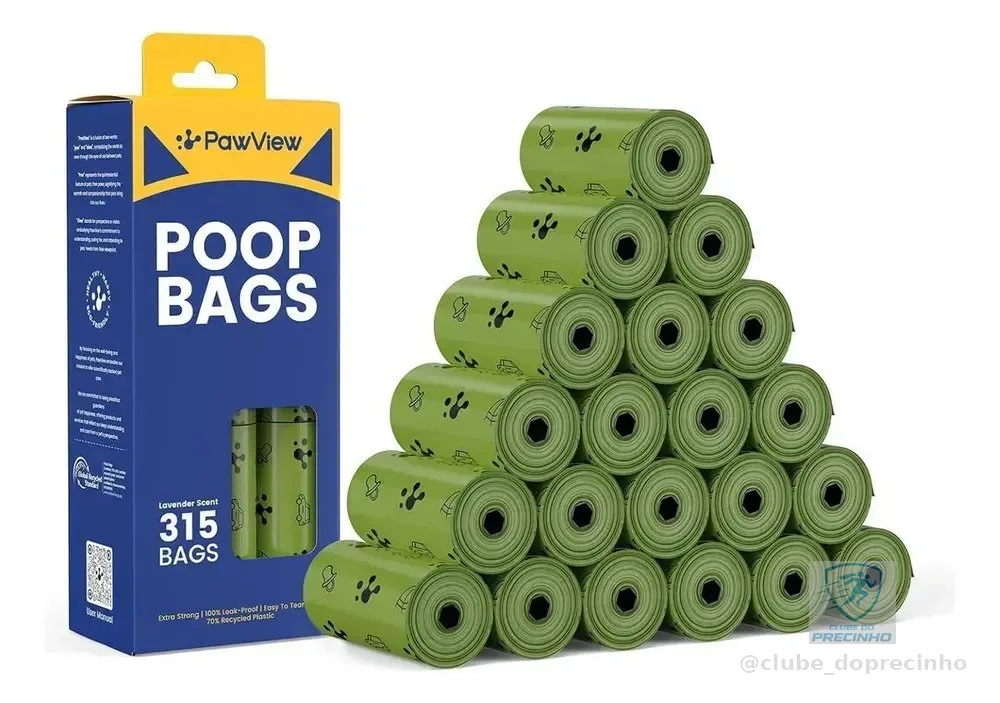 Pawview Refil Cata Caca Saquinho Higiênico Pet Biodegradável 315 Unidades Aroma Lavanda