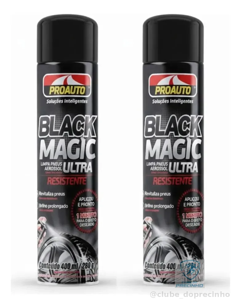 Kit 2 Limpa Pneus Black Magic Brilho Spray Proauto 400ml