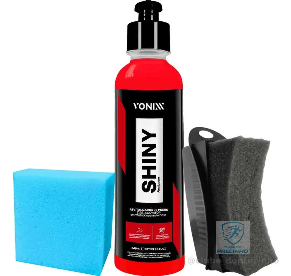 Kit Pneu Borracha Shiny Vonixx 240ml Aplicador Cor Vermelho