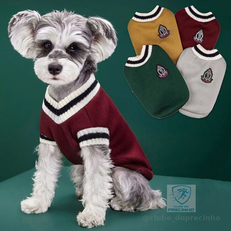 Faculdade Estilo Roupa Cachorro Pulôver Colete Suéter De Inverno Para Cães Gatos De Estimação Casaco