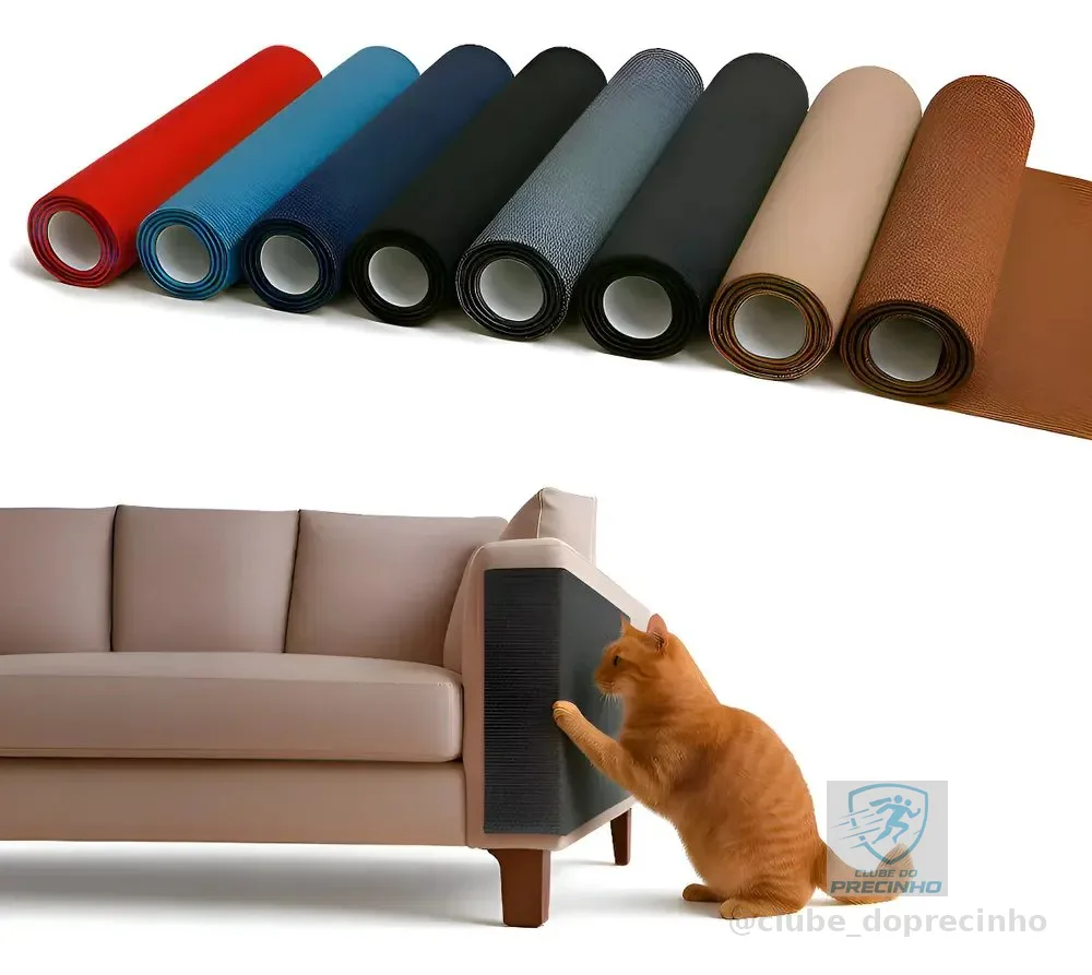 Arranhador E Protetor De Sofá Carpete Adesivo Gatos 200x50cm Cor Cinza