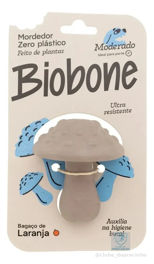 Mordedor Natural Para Cães Biobone Cogumelo Brinquedo Pet Laranja - Mordida Moderada