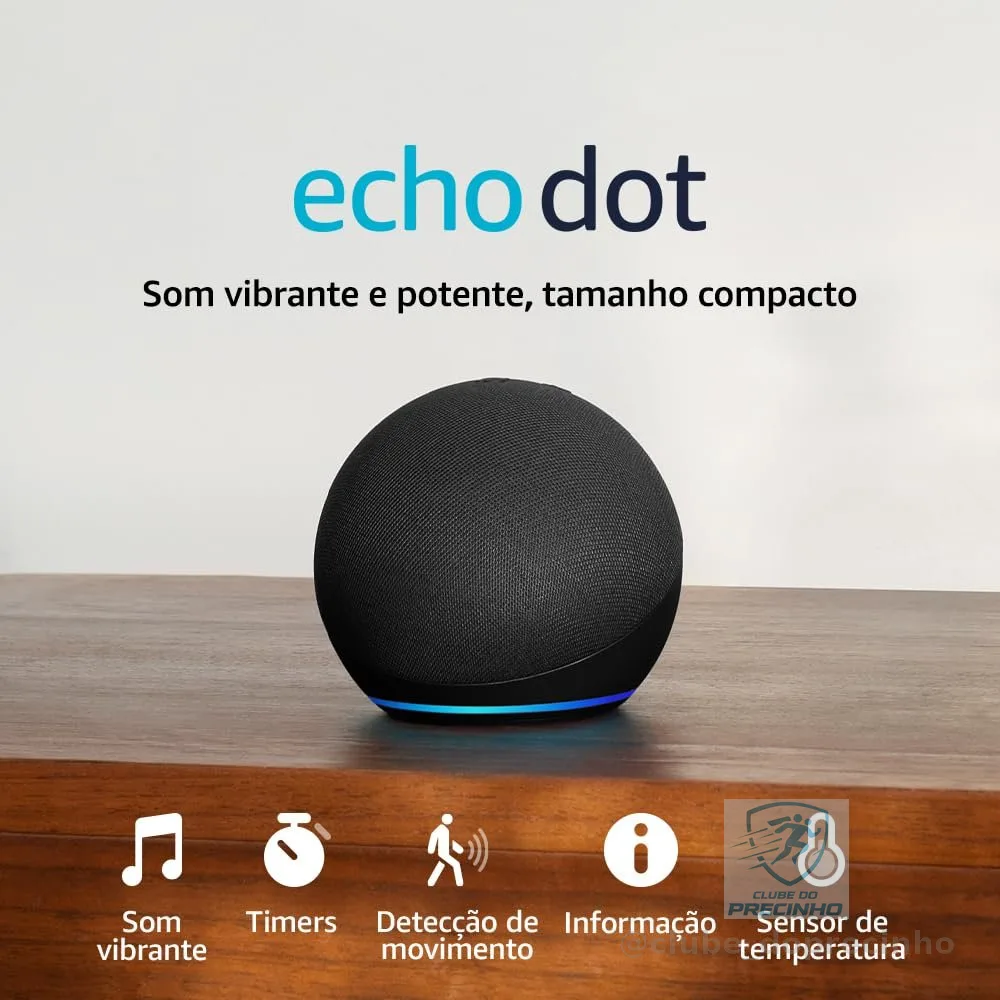 Echo Dot (Geração mais recente) | Smart speaker com Alexa, som vibrante e potente, Wi-Fi e Bluetooth | Cor Preta, com Acesso Antecipado à Alexa+