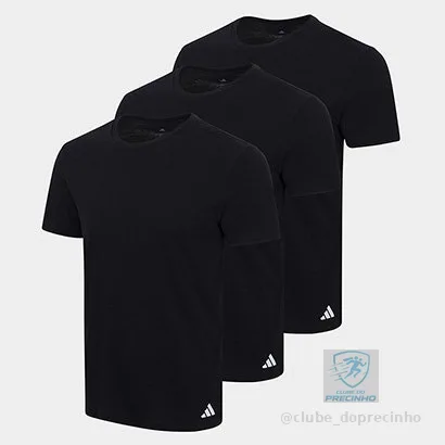 Kit Camiseta Adidas Básicas 3 Peças Masculino
