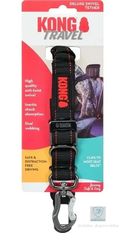 Cinto De Segurança Kong Travel Deluxe Swivel Tether Cor Preto