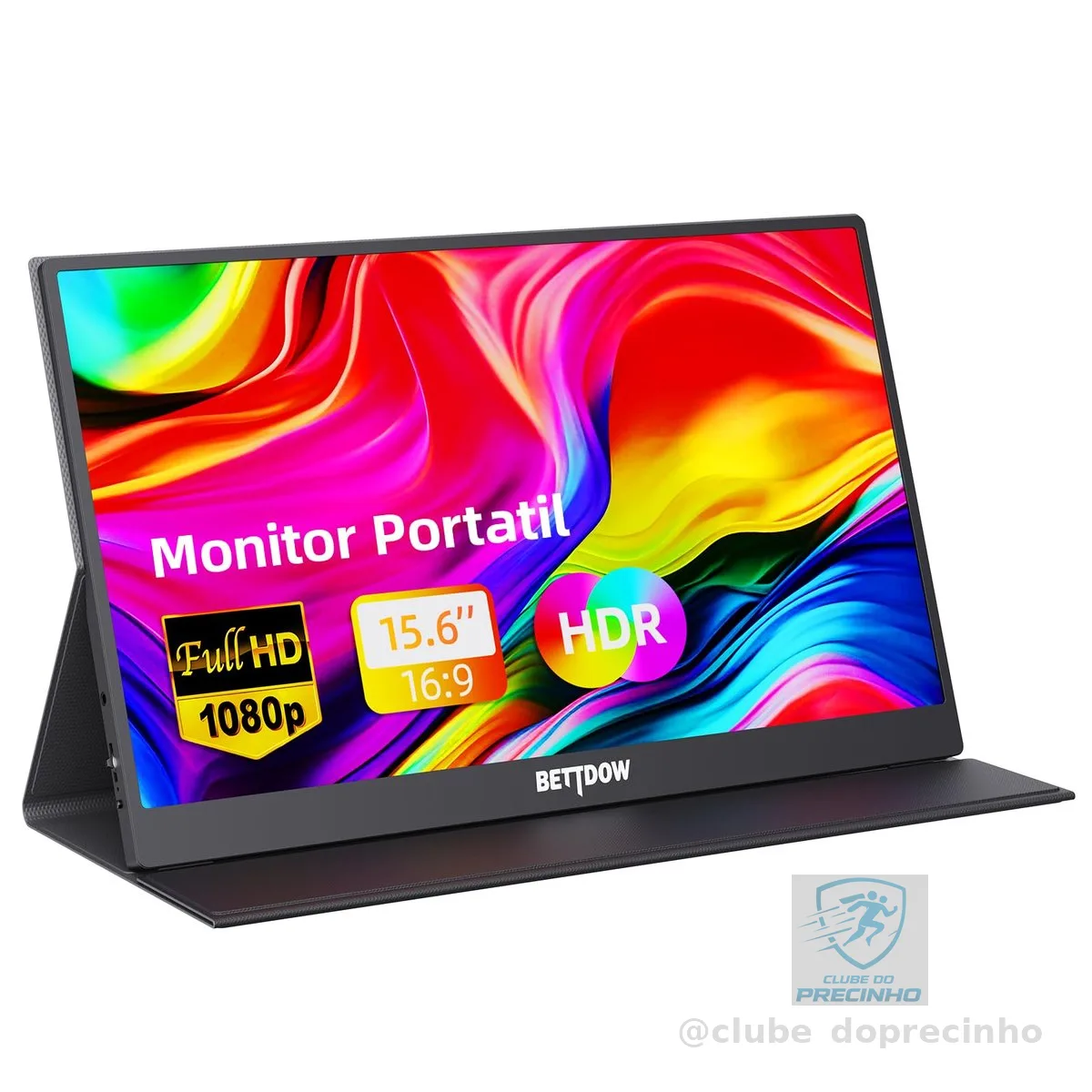 Bettdow Monitor Portatil 15,6'', FHD 1080P Monitor Portátil Conectado Com USB C Dupla/HDMI, IPS Extensor De Tela para Notebook com VESA e Funda Inteligente magnético, Plug and Play