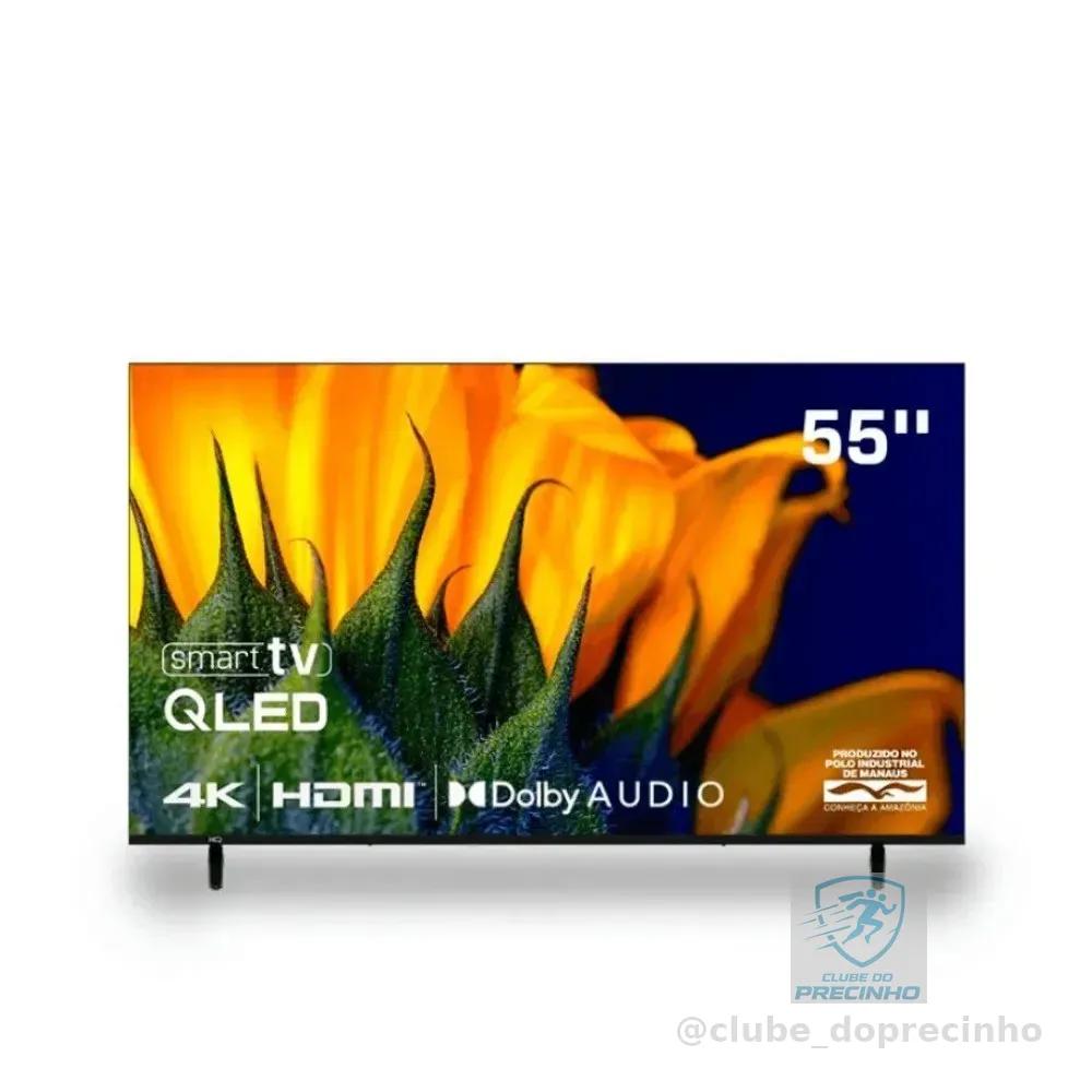 Televisão Smart Tv Hq 55 Qled, 4k Uhd, Dolby Audio, Wi-fi, Bluetooth, 3 Hdmi, 2 Usb, Netflix, Prime Video, Led Bivolt