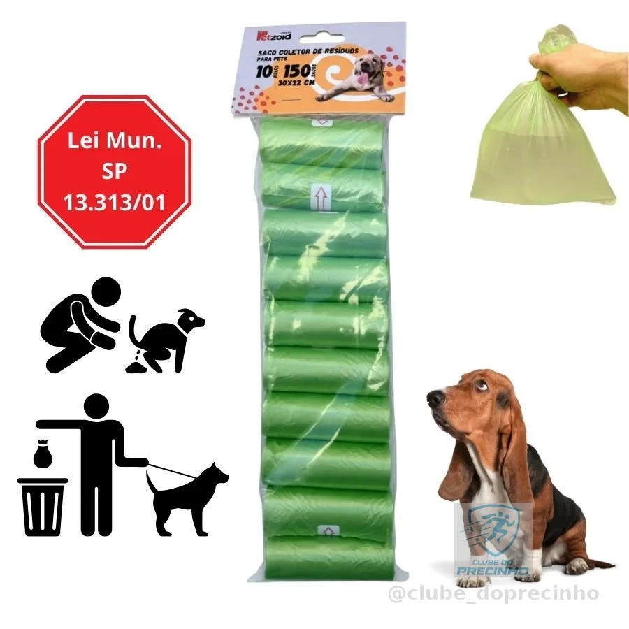 Kit 20 Refil Rolinhos Cata Caca 300 Saquinho Higiênico P/pet