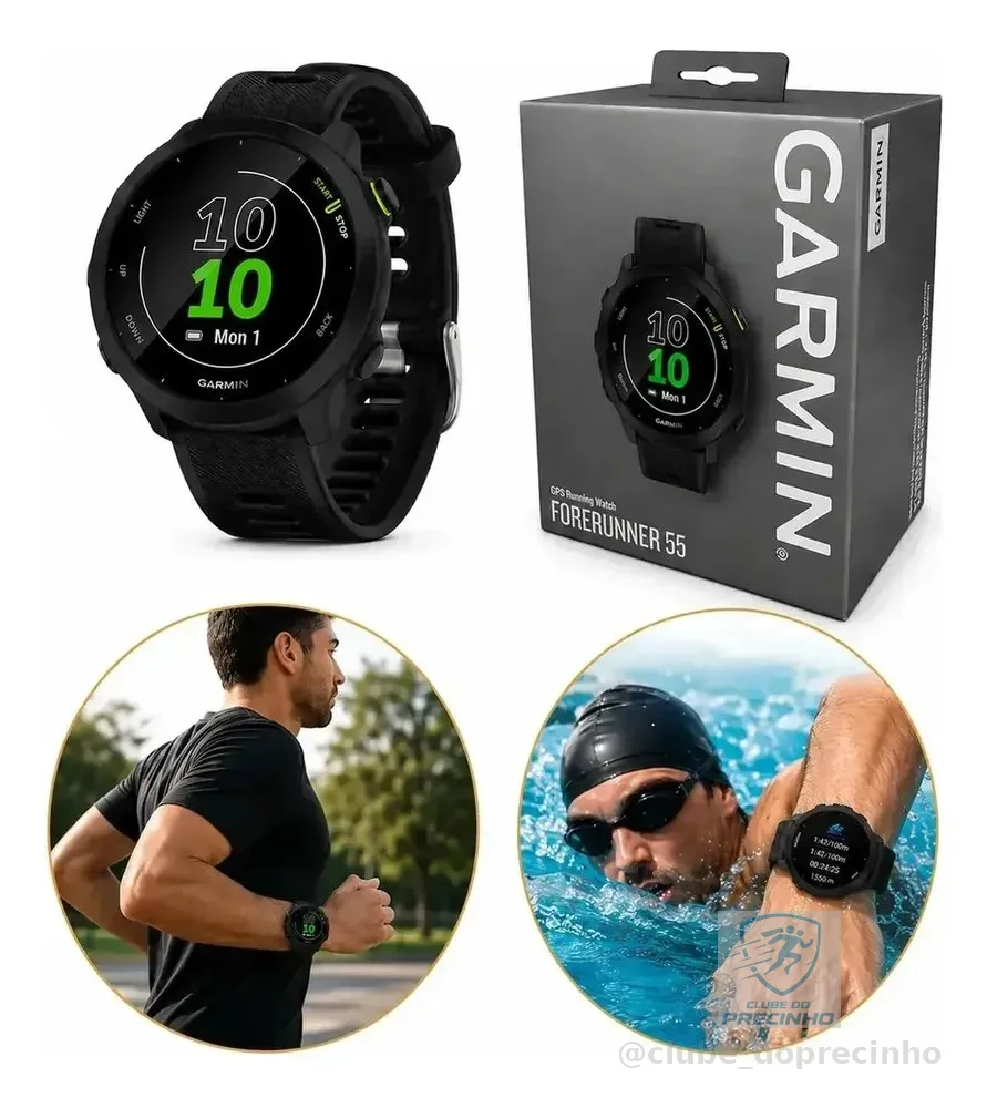 Relógio Garmin Forerunner 55 Monitor Cardíaco Gps 42mm Preto 