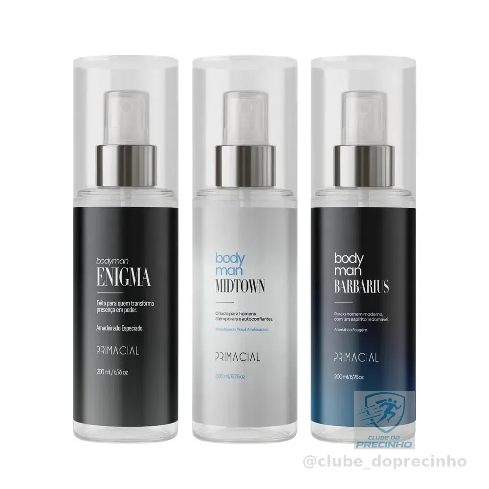 Kit Body Splash Masculino Barbarius + Enigma + Midtown 200ml