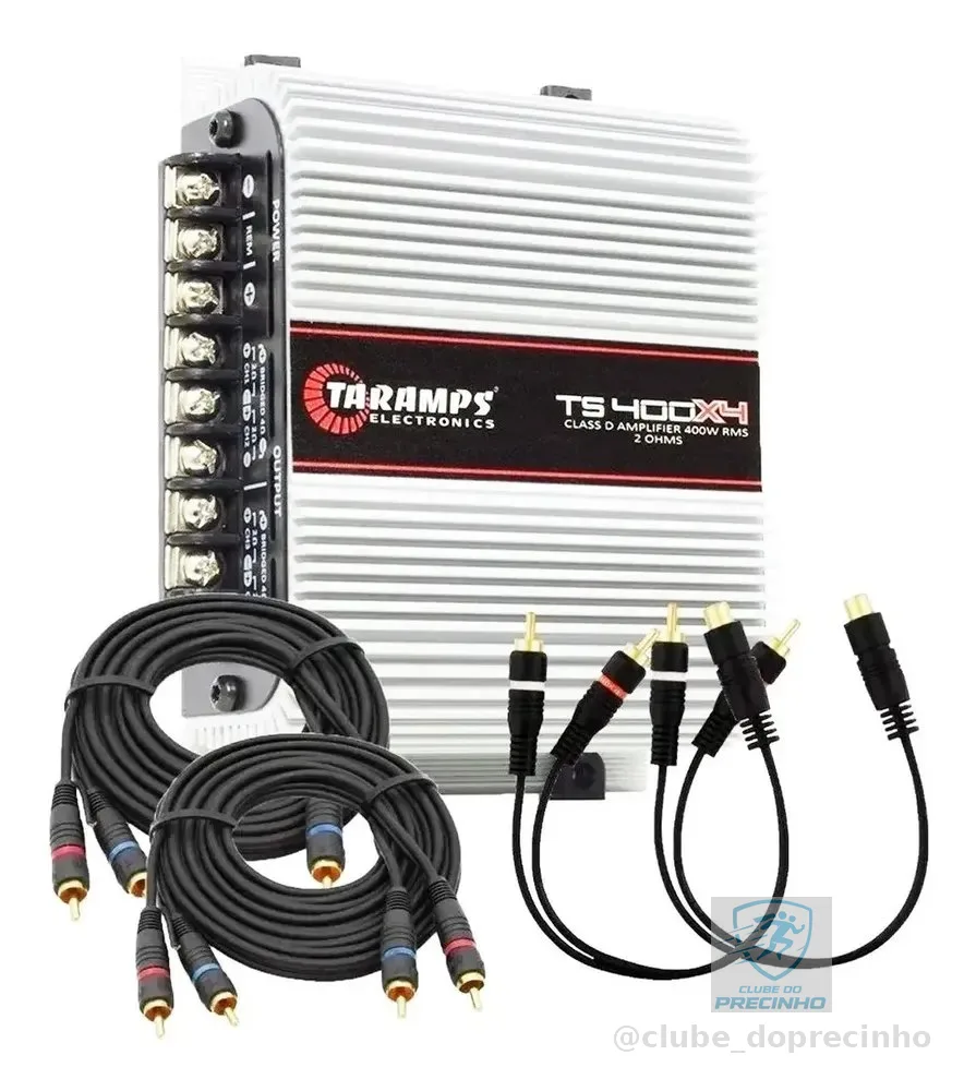 Amplificador Taramps Ts400 Com Kit Rca E Y Para Instalação