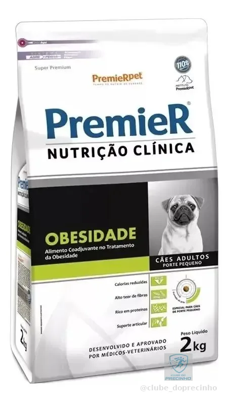 Ração Premier Nutrição Clínica Obesidade Cães Pequeno Porte Adultos 2 kg