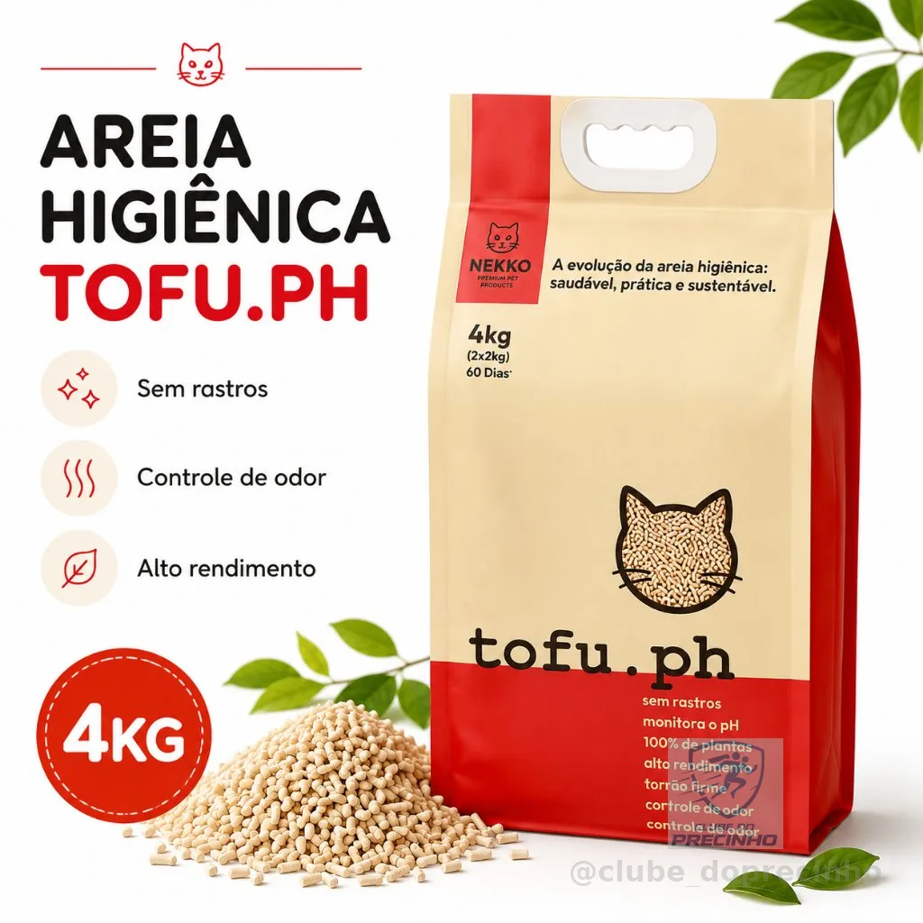 Areia Higiênica Tofu PH 4kg Sem Rastros Alto Rendimento Controle de Odor NEKKO