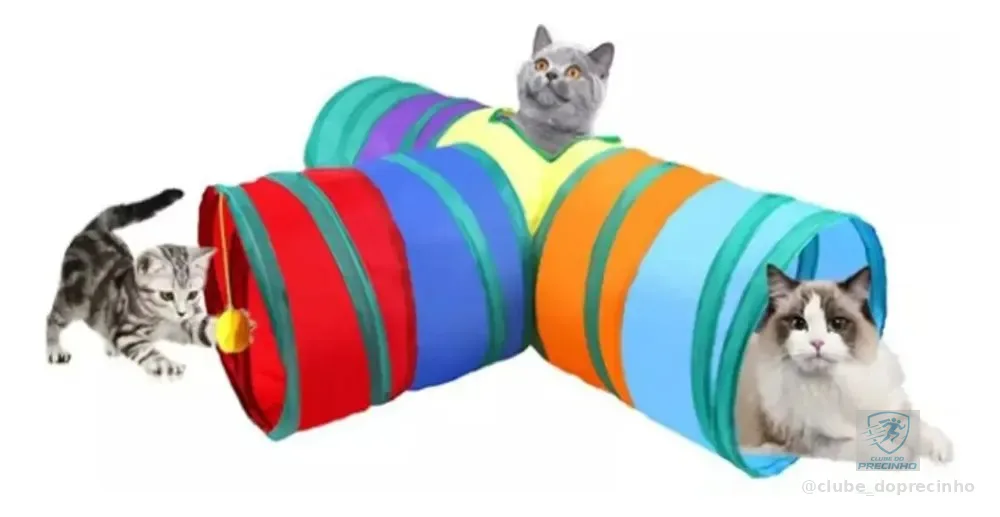 Túnel Labirinto Para Gatos Cães Interativo Cat Brinquedo Pet Cor Arco-íris T