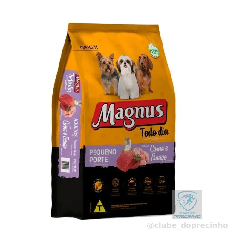 Ração Magnus Premium Todo Dia 10,1Kg Cães Adultos Pequeno Porte Sabor Carne e Frango Adimax
