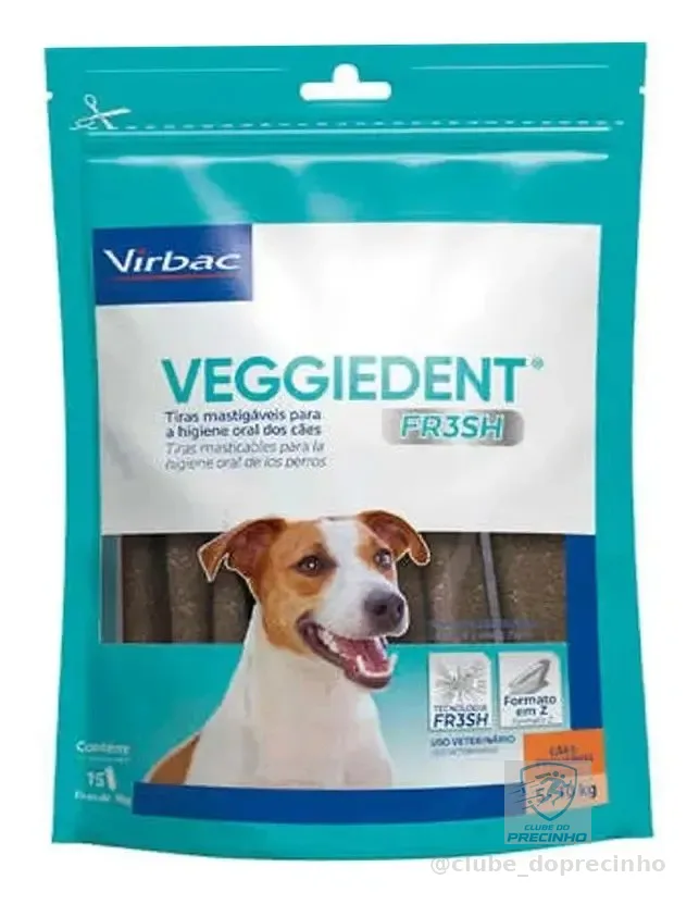 Tiras Limpa Dentes Tártaro Cães Veggiedent Fresh Virbac