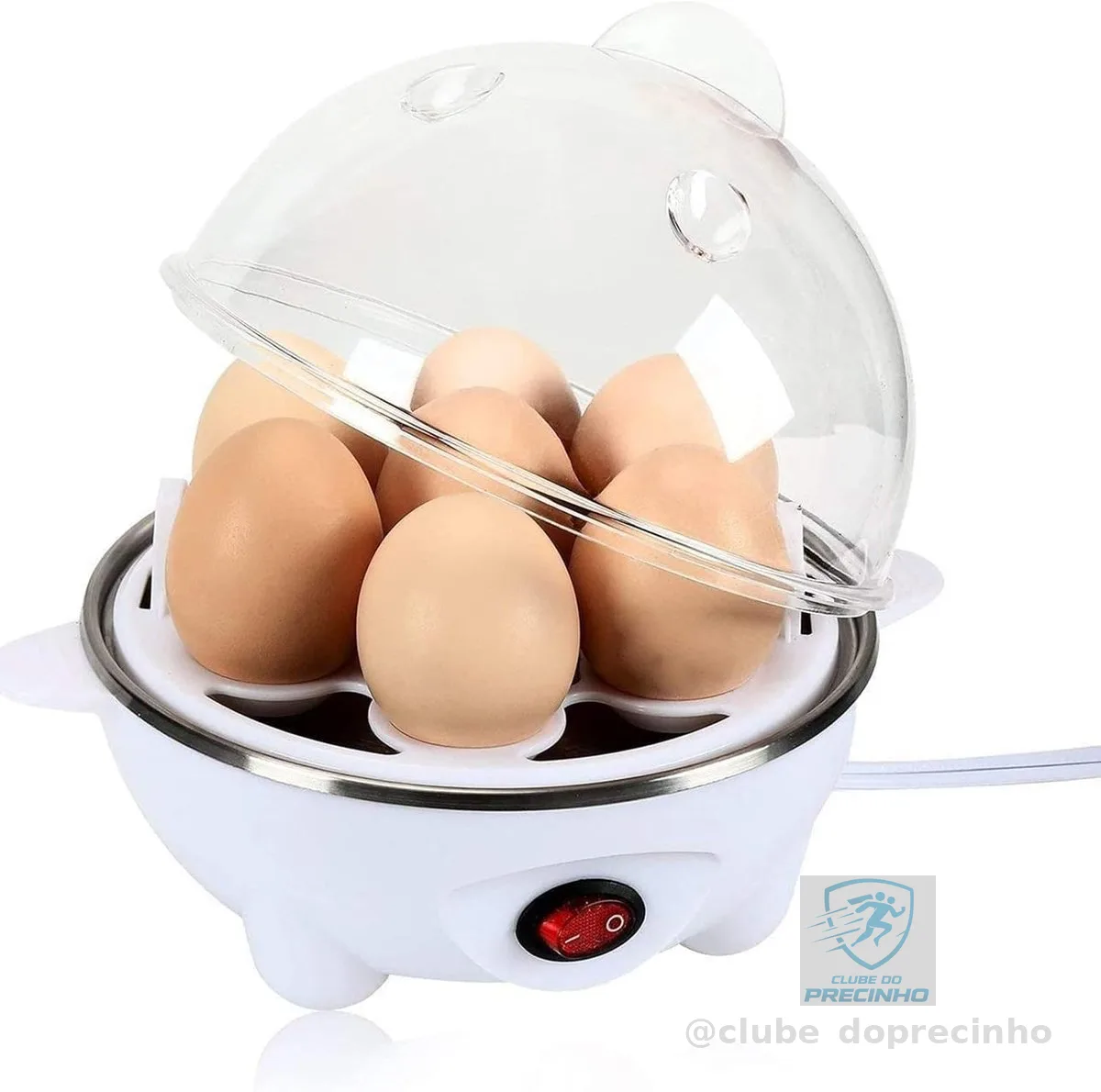 Cozedor Elétrico de Ovos a Vapor 7 Unidades, Egg Cooker Portátil com Desligamento Automático, Escalfador Legumes Vapor, Compacto para Café da Manhã Saudável, Cozinha, Trailer e Viagem 110V