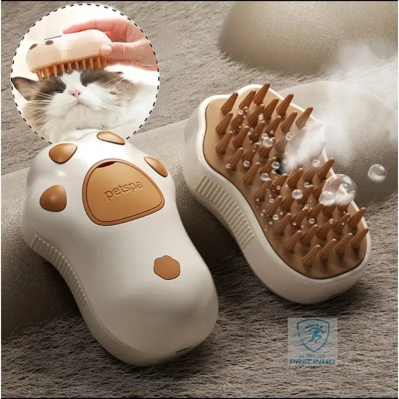 Escova Vapor Pet Elétrica 3 Em 1 cães e gatos ! Massagem, Tira Pelos.