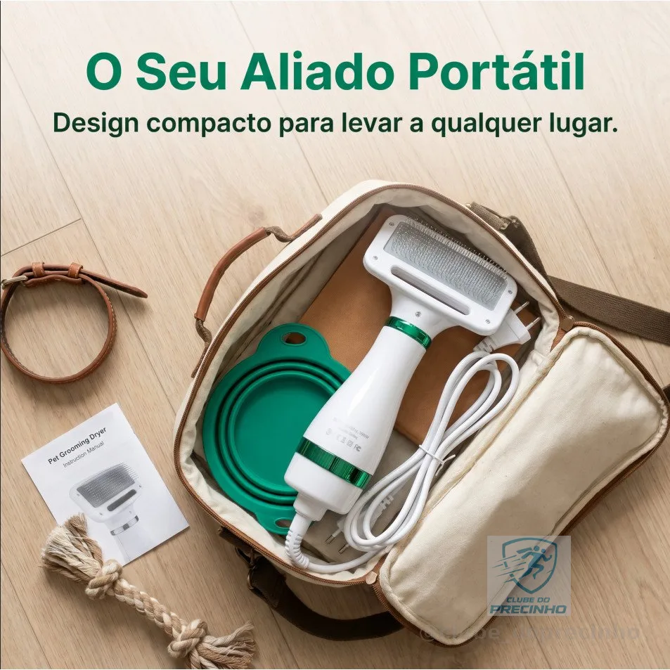 Escova Secadora Pet 2 em 1 Seca Remove Pelos Cachorro Gato Profissional