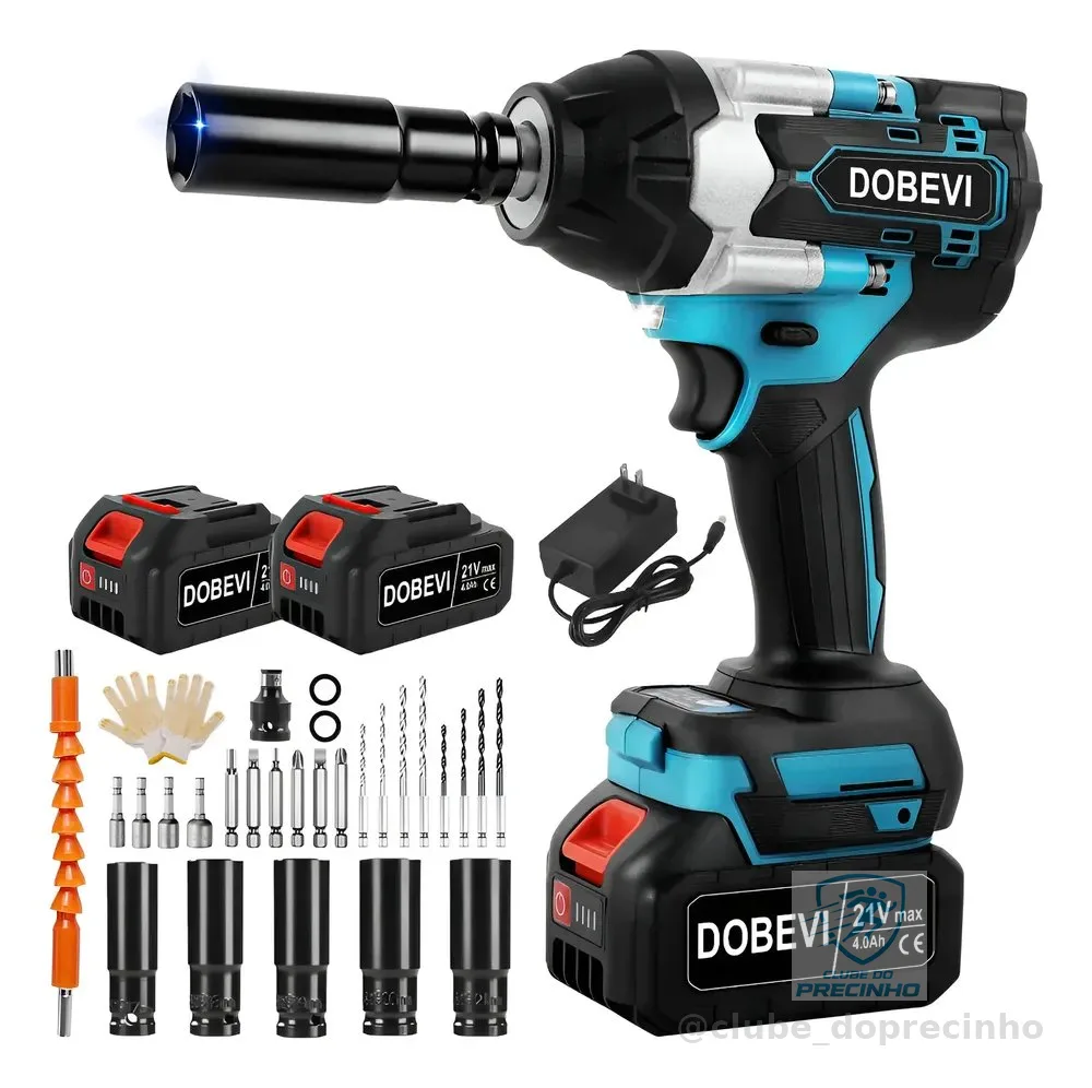 Chave De Impacto 1200n.m Brushless C/ Jogo Soquete+ Dobevi Azul 127/220v