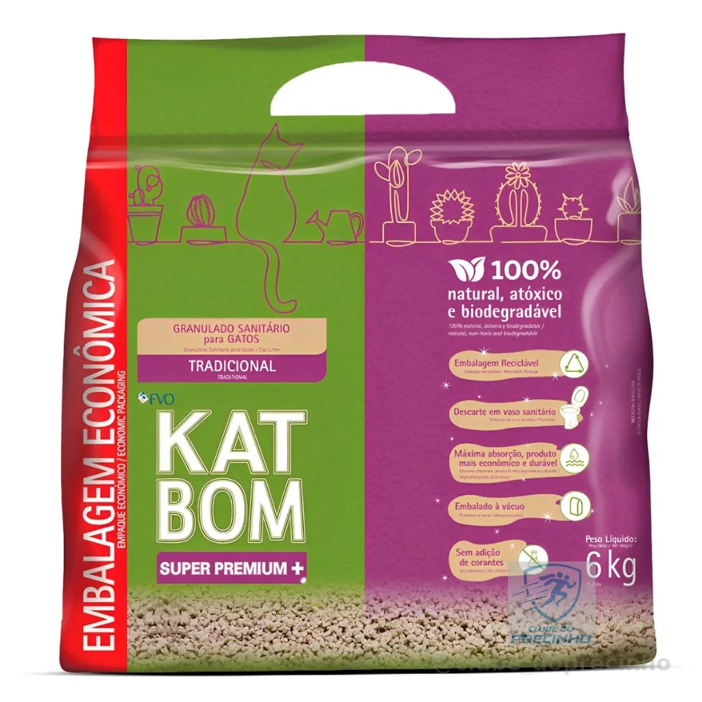 Areia Higiênica Katbom Para Gatos Granulado Tradicional 6kg