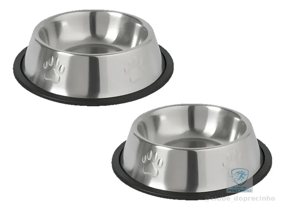 Kit 2 Tigelas Inox M Bebeouro Comedouro cachorro Potinho 500ml